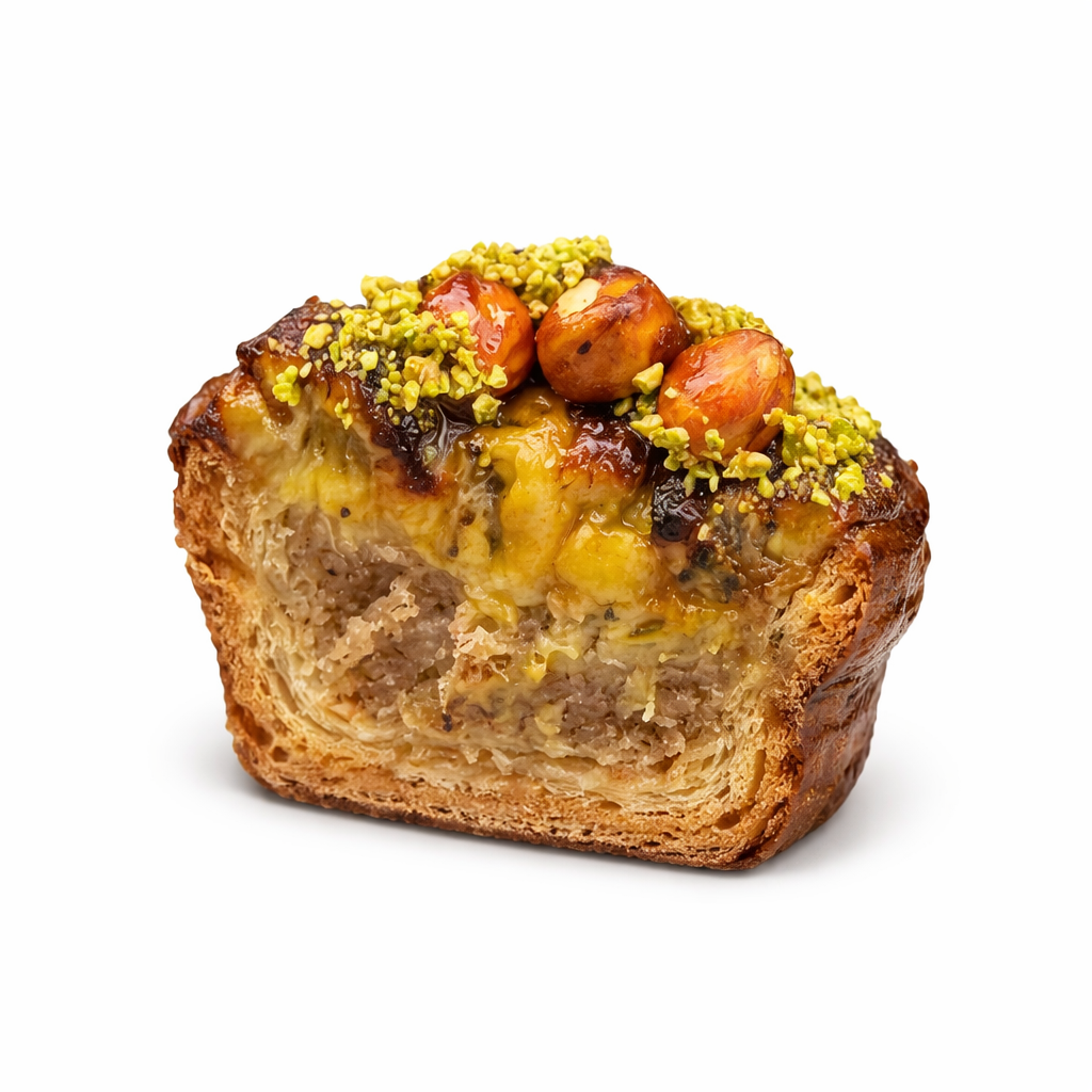 Caramelised Hazelnut Banana Croissant Tart